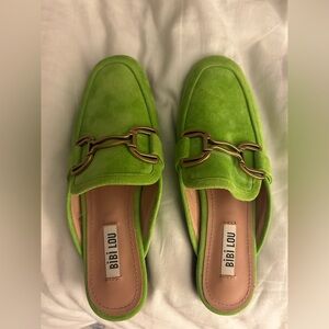 Bibi Lou Green Suede Mules